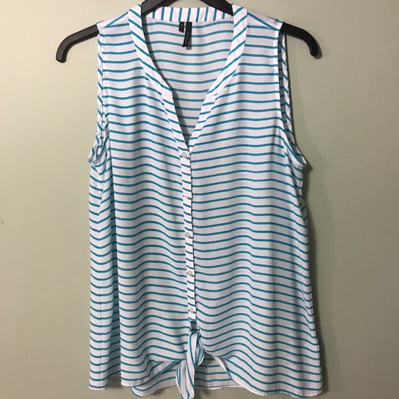 Maurices Tops - Maurice’s Striped Button Up Tank Tie at Waist XL